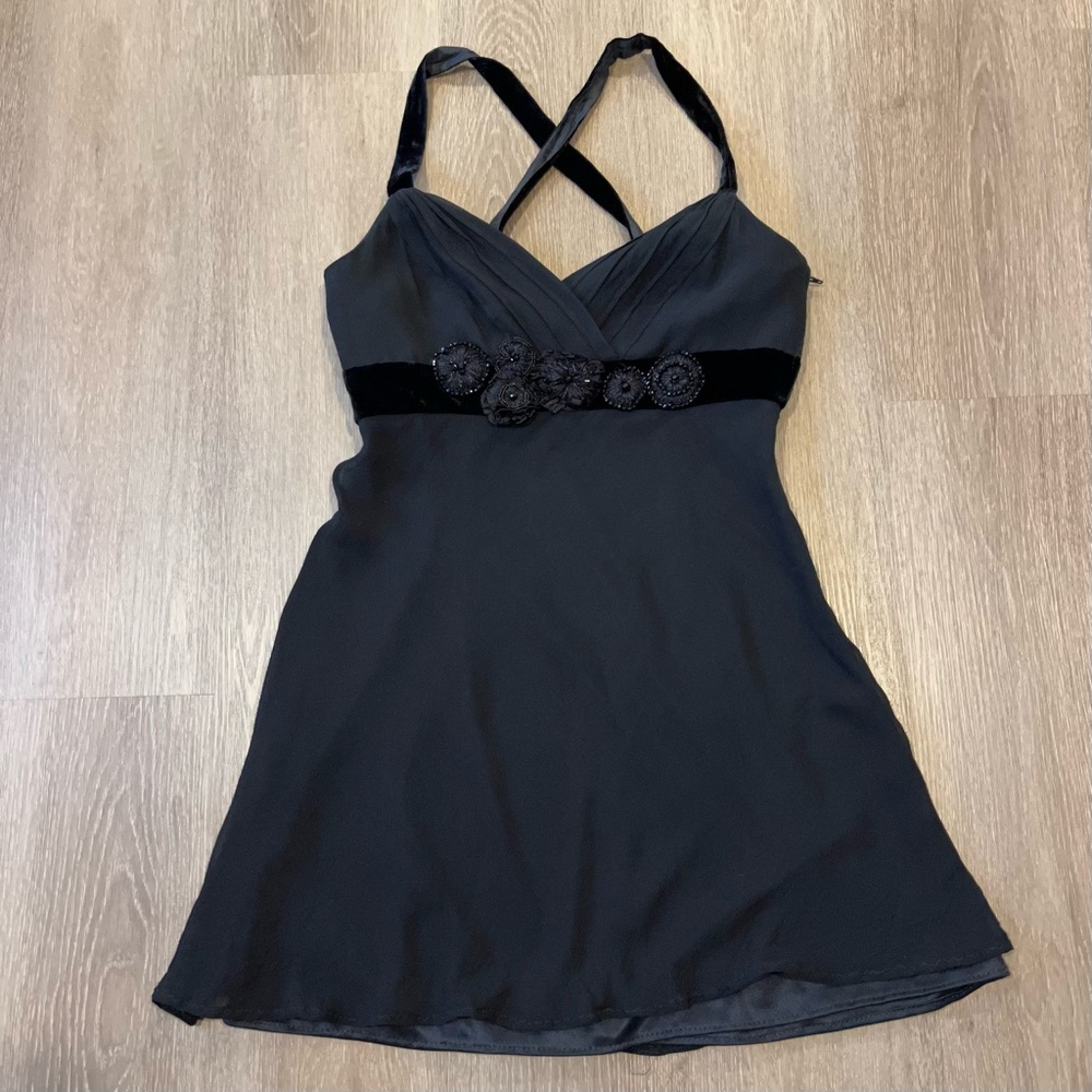 Nine West Black Silk Blend Sleeveless Dress